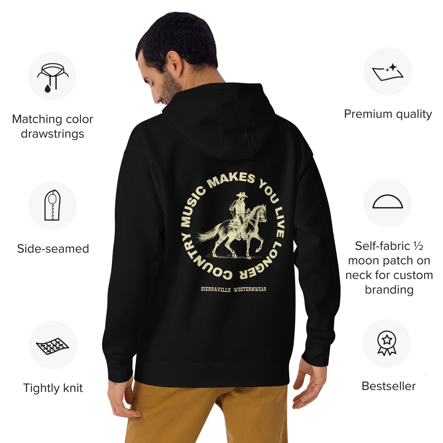 Country Music Makes You Live Longer Unisex Hoodie - Black