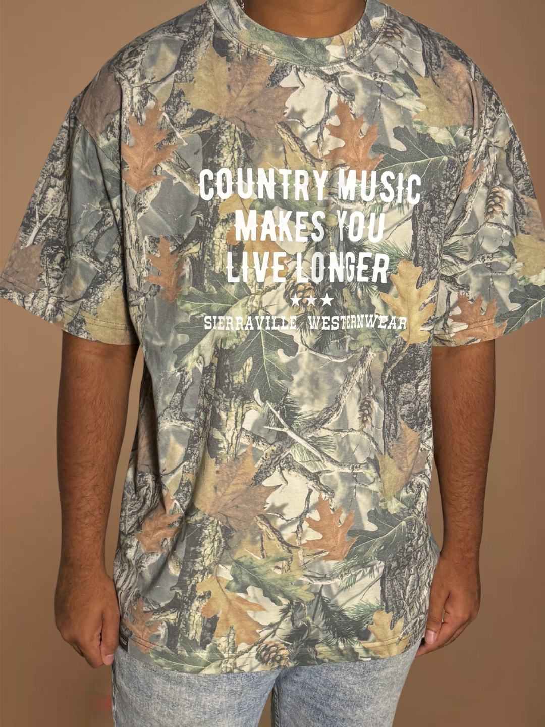 COUNTRY MUSIC MAKES YOU LIVE LONGER TEE - Vintage Camo