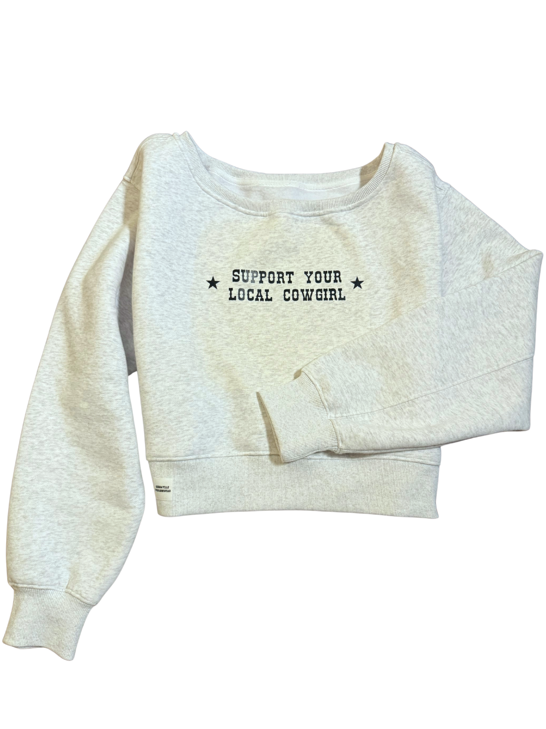 ★SUPPORT YOUR LOCAL COWGIRL★ Off-The-Shoulder Cropped Sweater