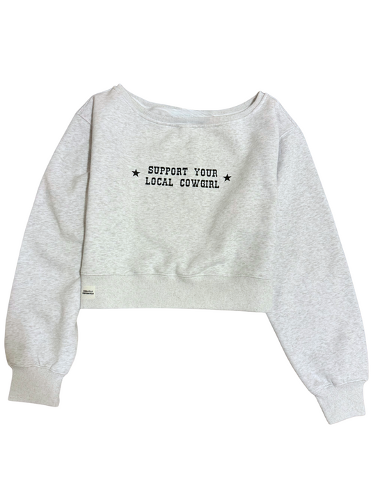★SUPPORT YOUR LOCAL COWGIRL★ Off-The-Shoulder Cropped Sweater