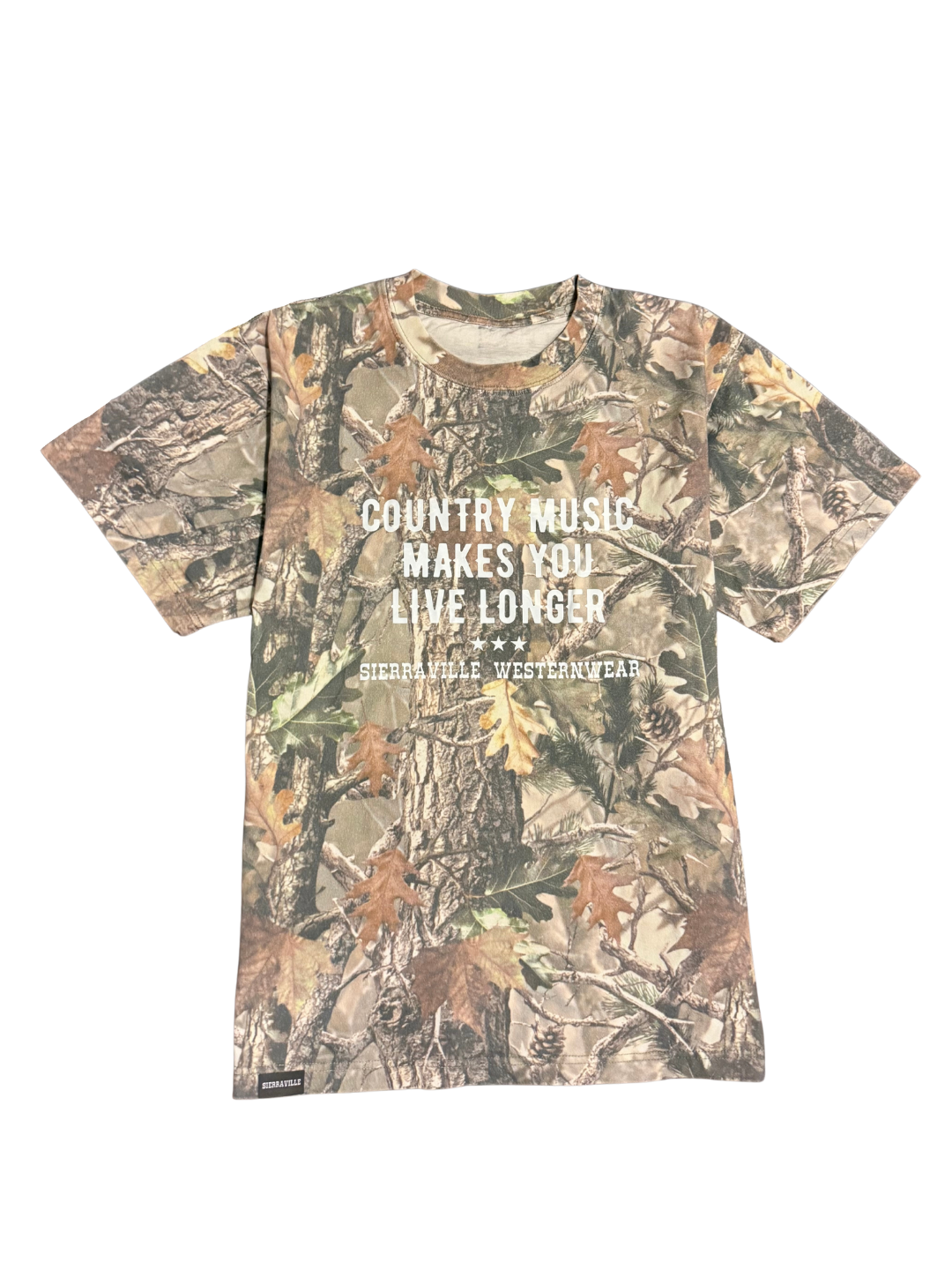 COUNTRY MUSIC MAKES YOU LIVE LONGER TEE - Vintage Camo