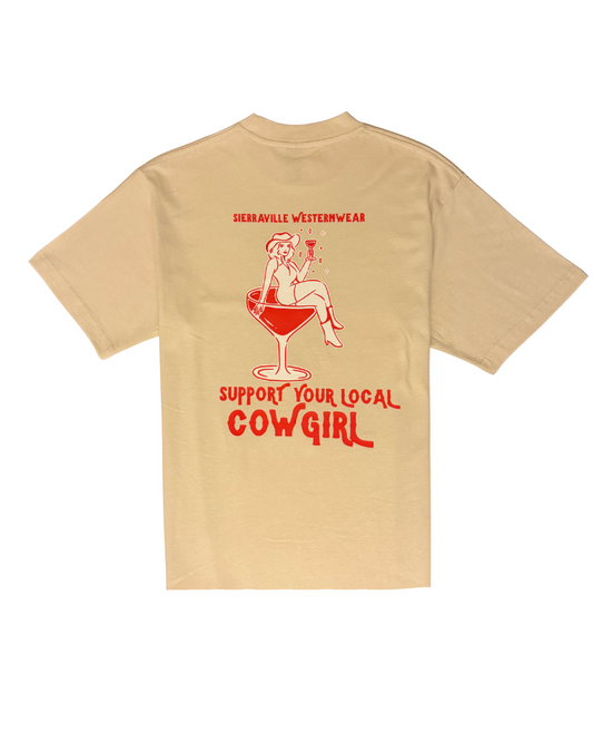 SUPPORT YOUR LOCAL COWGIRL TEE - Harley Tan