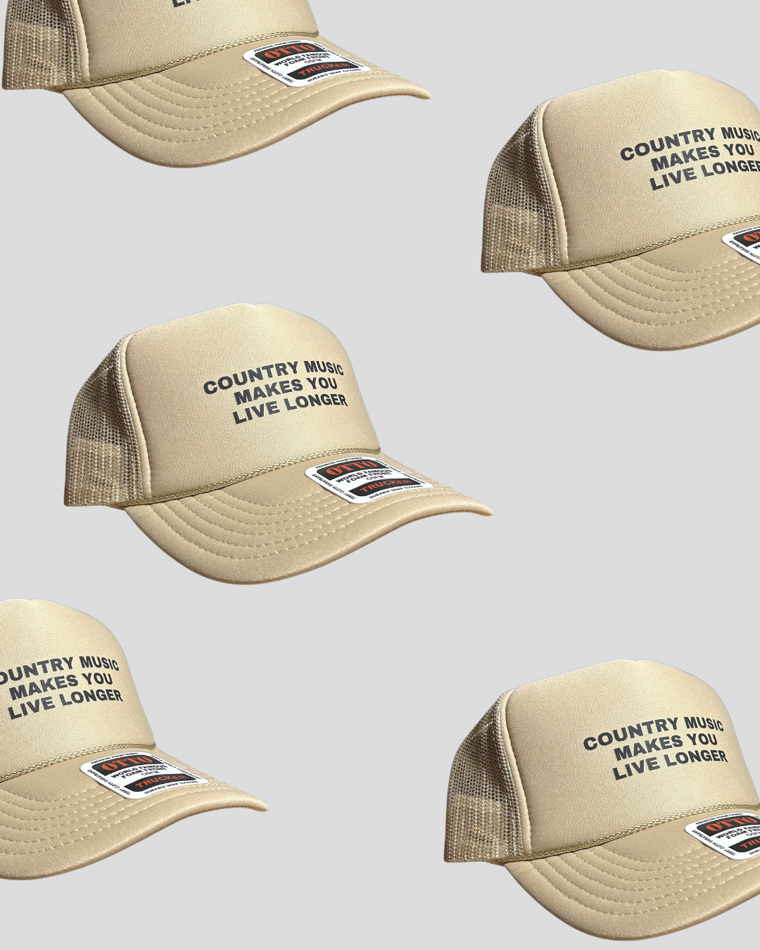 Country Music Makes You Live Longer Trucker Hat - Beige